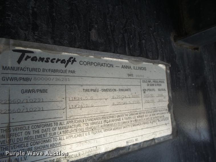 image for item K5506 2003 Transcraft TL-2000-W flatbed trailer