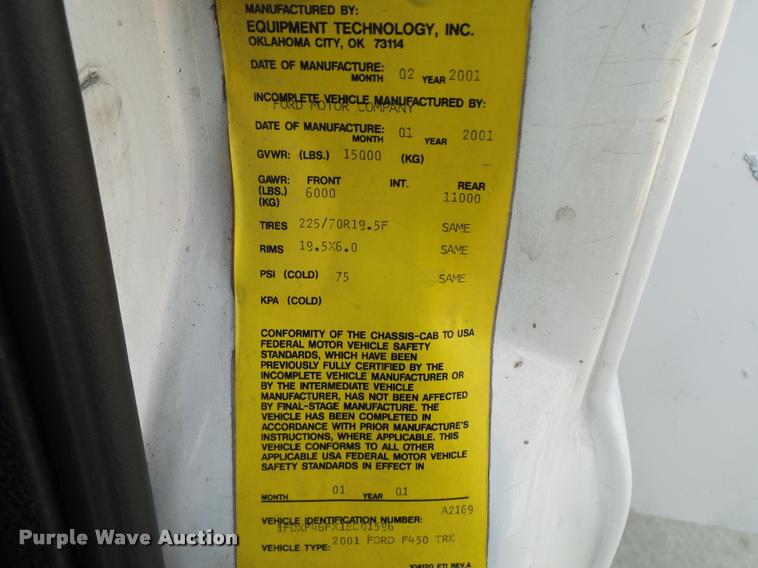 image for item CC9058 2001 Ford F450 Super Duty XL bucket truck