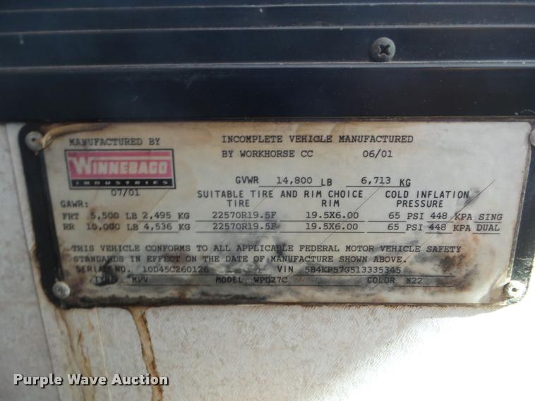 image for item DA7501 2002 Winnebago Sightseer RV