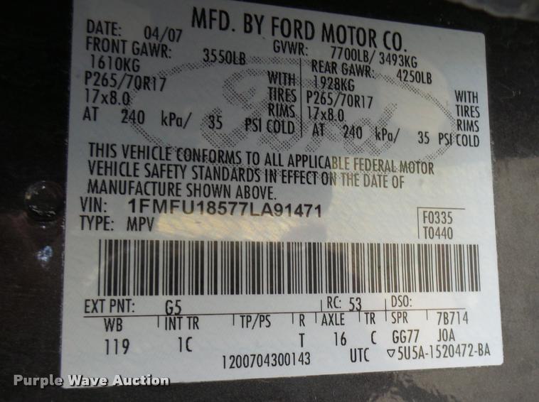 image for item DG9525 2007 Ford Expedition Eddie Bauer SUV