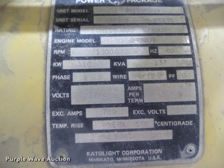 image for item BZ9972 Katolight D110FRH4 generator