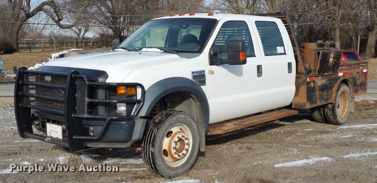 image for item DA5829 2008 Ford F450 Super Duty Crew Cab flatbed truck