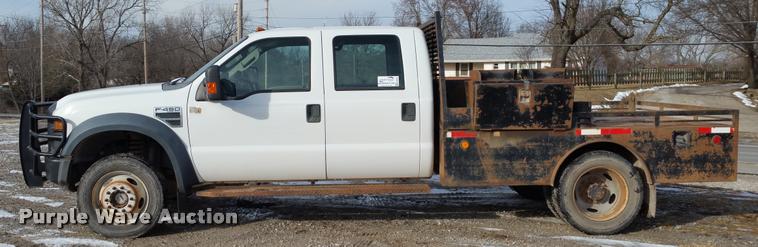 image for item DA5829 2008 Ford F450 Super Duty Crew Cab flatbed truck
