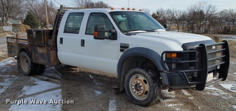 image for item DA5829 2008 Ford F450 Super Duty Crew Cab flatbed truck