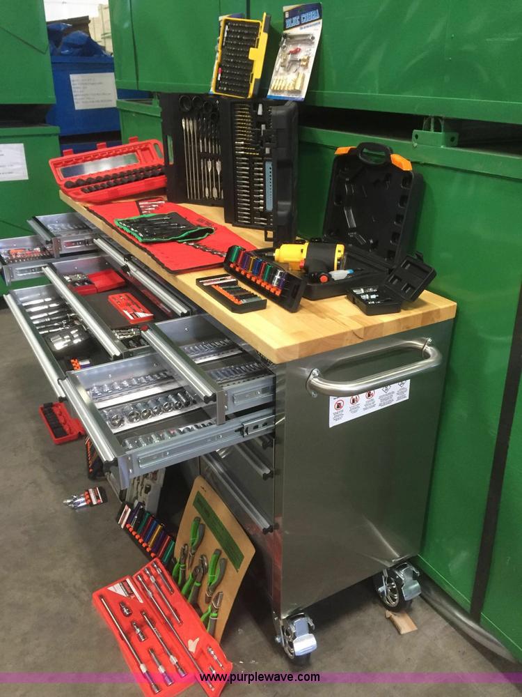 image for item F1045 15 drawer stainless steel work station with tools