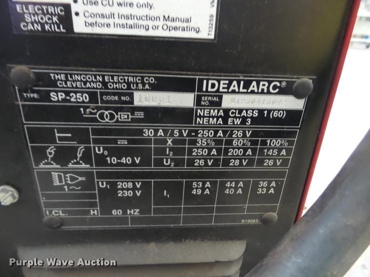 image for item AG9094 Lincoln Idealarc SP250 mig welder