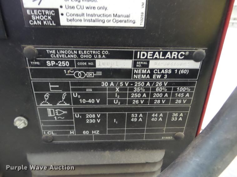 image for item AG9094 Lincoln Idealarc SP250 mig welder