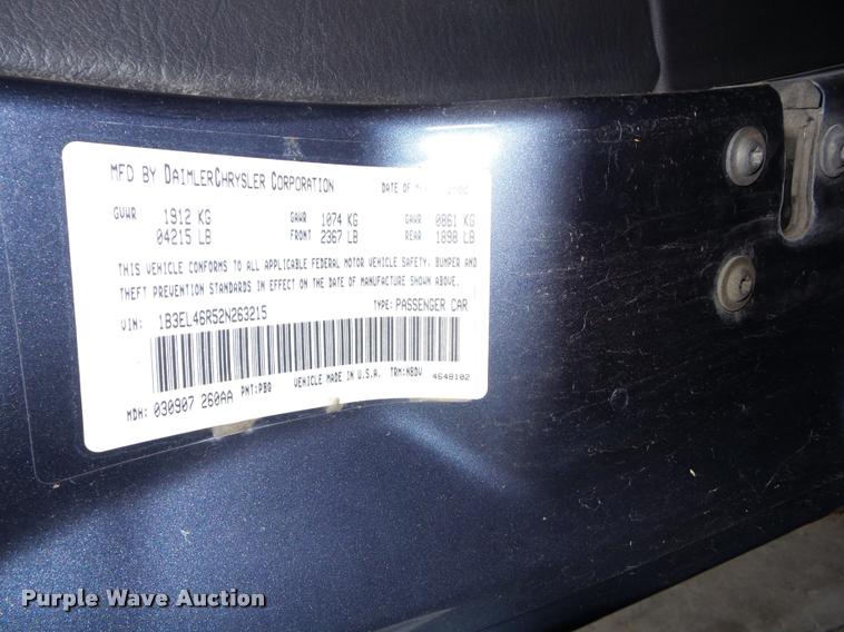 image for item AG9096 2002 Dodge Stratus