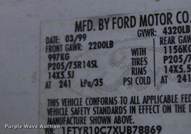 image for item CB9067 1999 Ford Ranger pickup truck