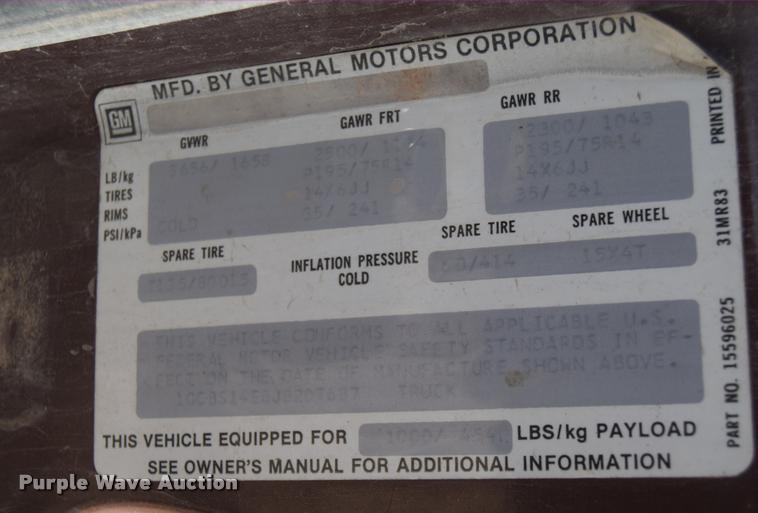 image for item CB9070 1988 Chevrolet S10 pickup truck