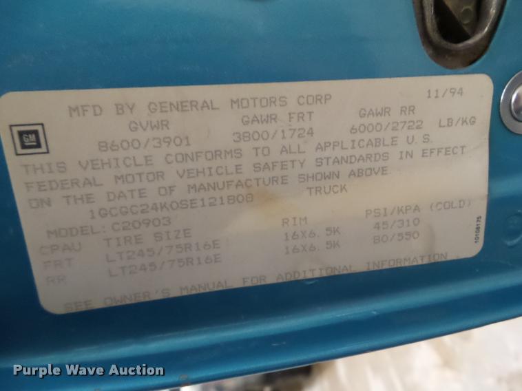 image for item CB9755 1995 Chevrolet 2500 pickup truck