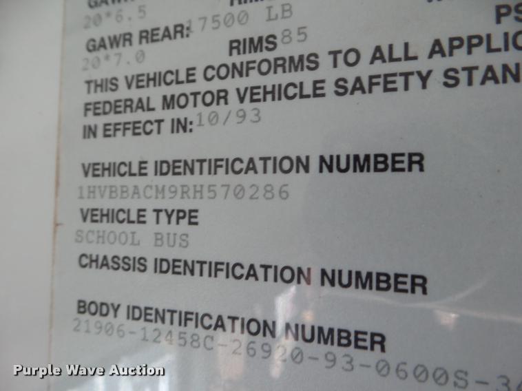 image for item DA5244 1994 International 3800 school bus