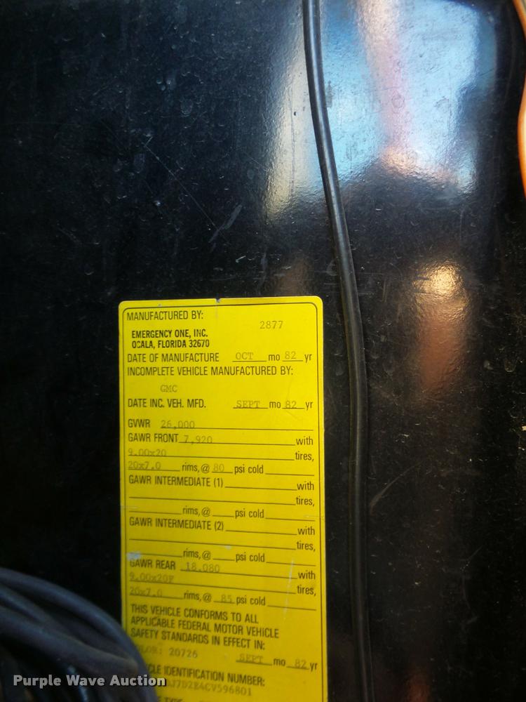 image for item DB2840 1982 GMC 7000 pumper fire truck