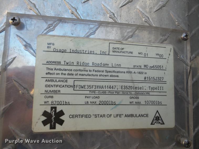 image for item DB5415 2000 Ford Econoline ambulance