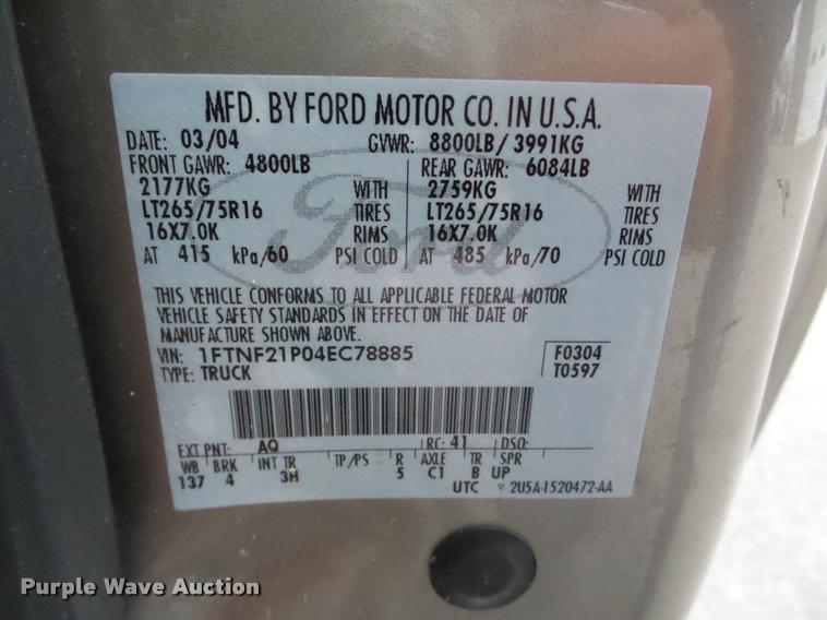 image for item DB5441 2004 Ford F250 Super Duty XLT pickup truck