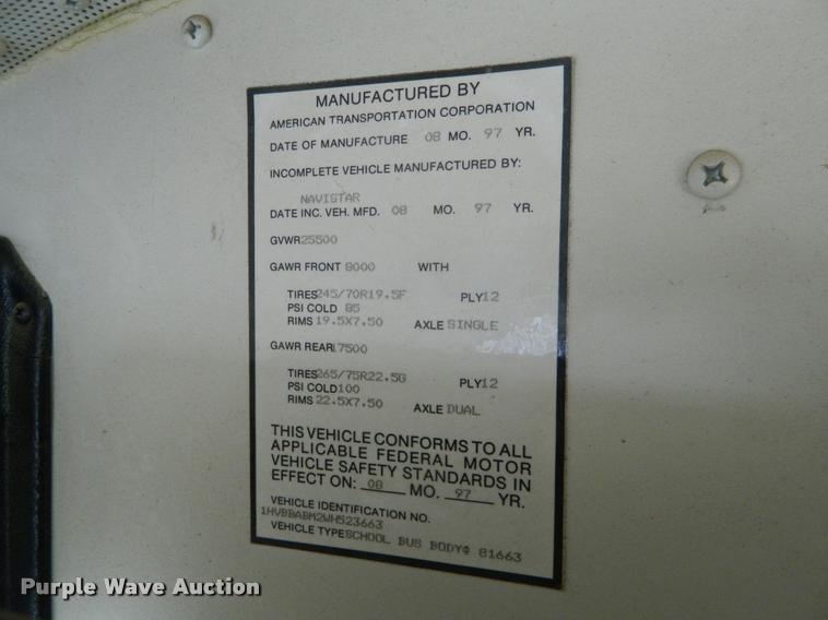 image for item J8801 1998 International 3800 Am Tran school bus