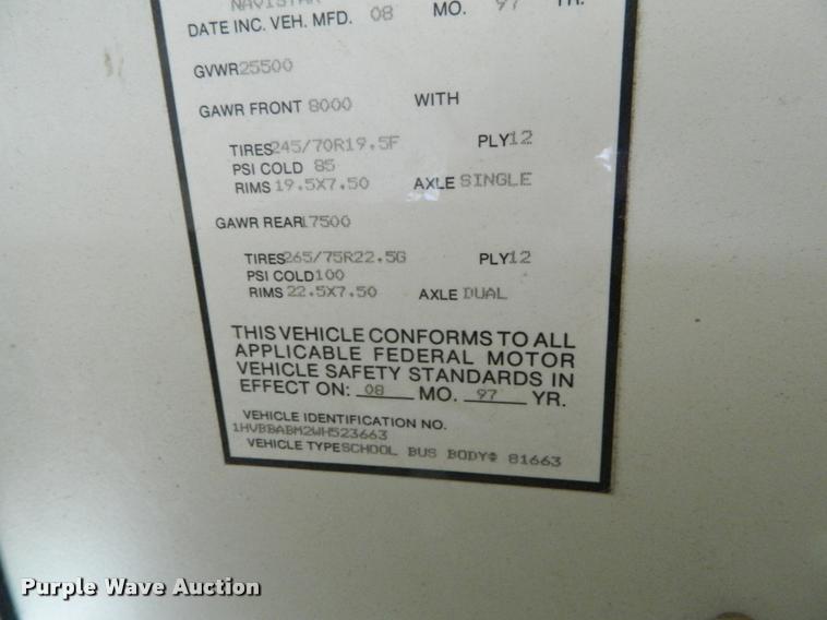 image for item J8801 1998 International 3800 Am Tran school bus