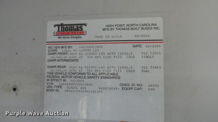 image for item K8045 2005 Freightliner FS65 Thomas school bus