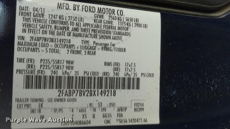 image for item L3931 2011 Ford Crown Victoria Police Interceptor