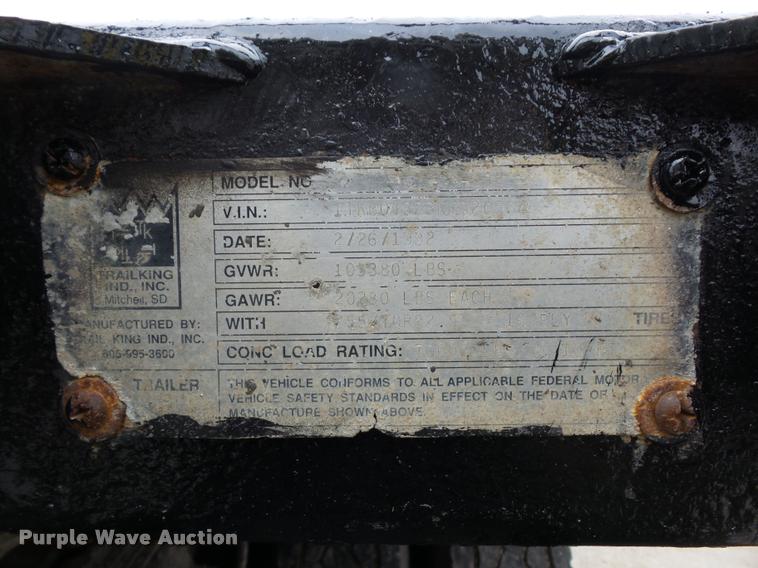 image for item L4503 1992 Trail King drop deck trailer