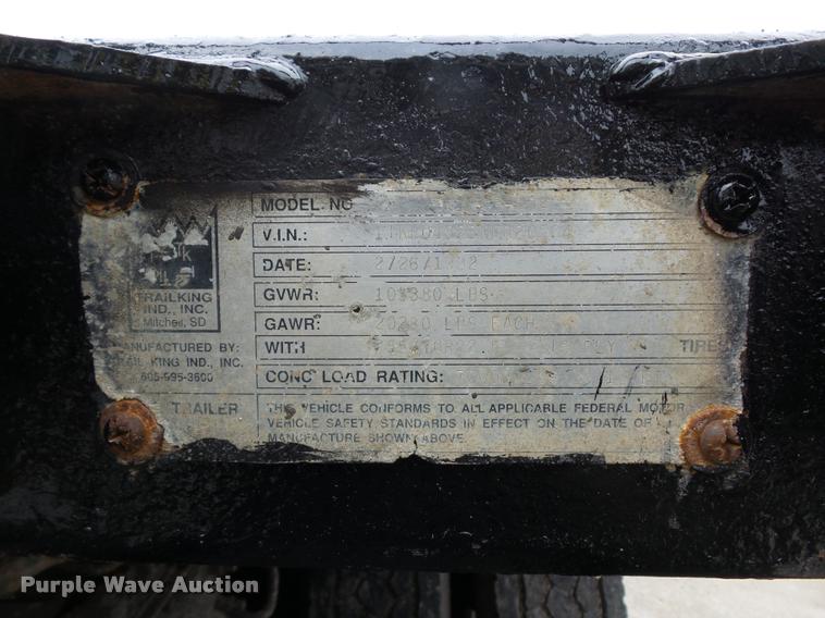 image for item L4503 1992 Trail King drop deck trailer