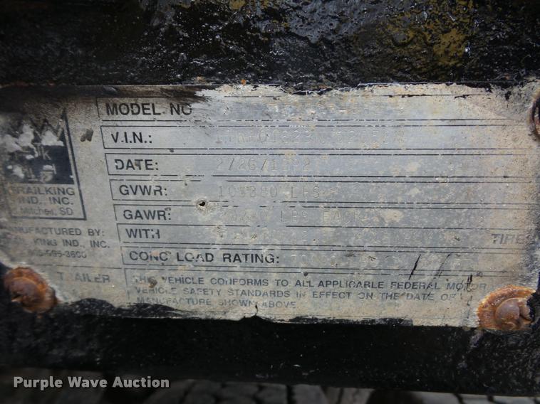 image for item L4503 1992 Trail King drop deck trailer