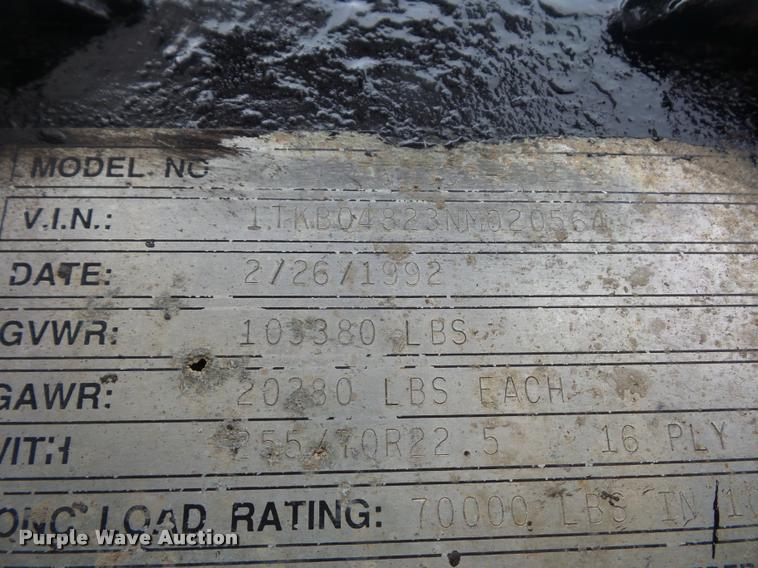 image for item L4503 1992 Trail King drop deck trailer