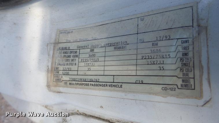 image for item DA0266 1994 Chevrolet 1500 Ext. Cab pickup truck