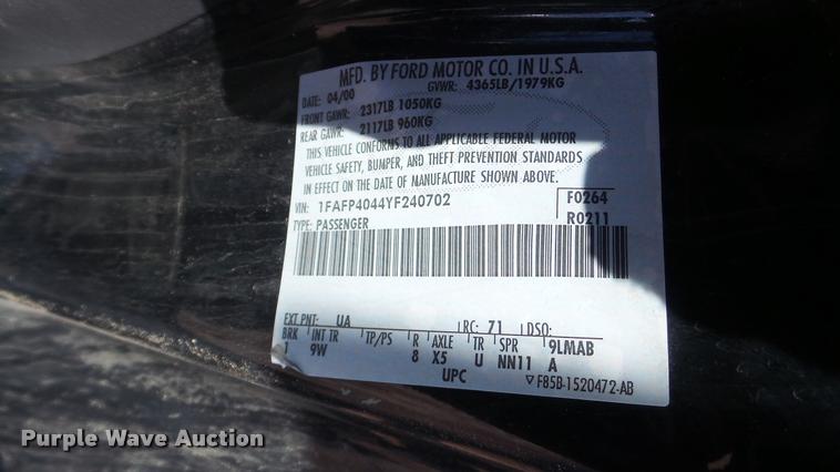 image for item DA0269 2000 Ford Mustang