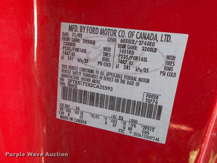 image for item AT9664 2003 Ford F150 SuperCab pickup truck