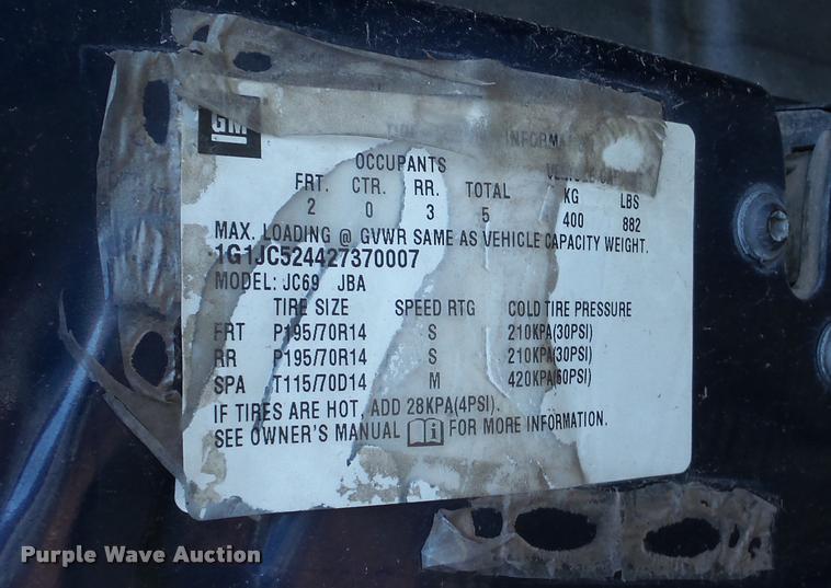 image for item BU9301 2002 Chevrolet Cavalier