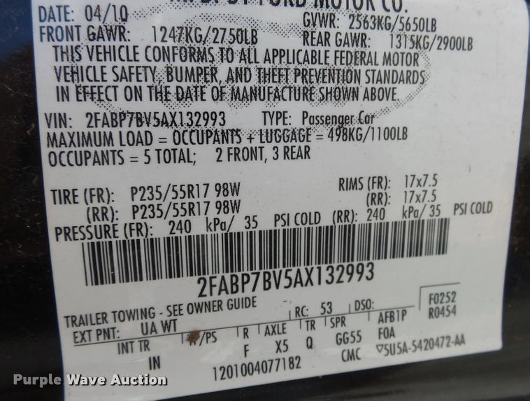 image for item DA2507 2010 Ford Crown Victoria Police Interceptor