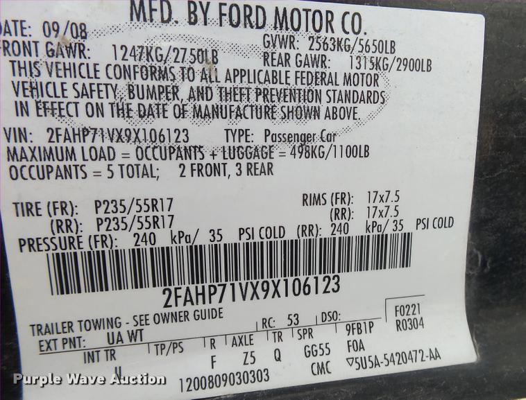 image for item DA2509 2009 Ford Crown Victoria Police Interceptor