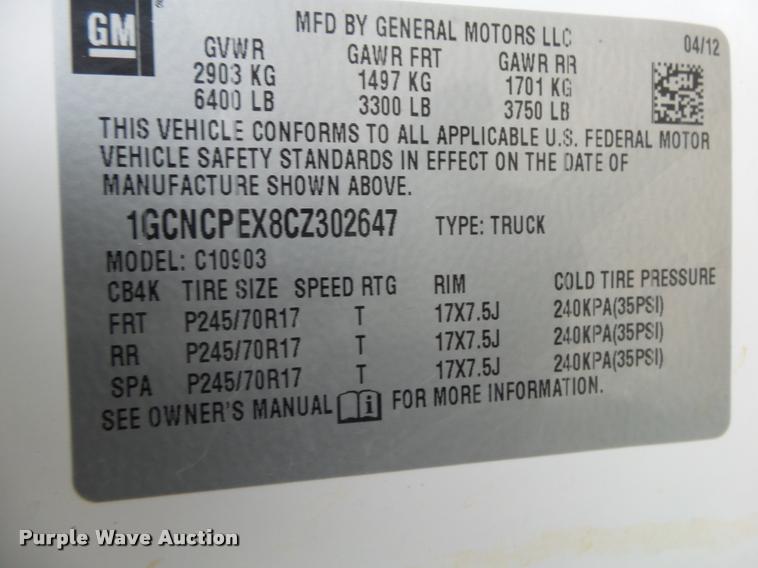 image for item DA2517 2012 Chevrolet Silverado 1500 pickup truck