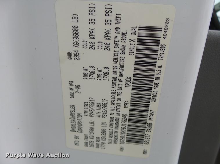 image for item DA3288 2006 Dodge Ram 1500 pickup truck