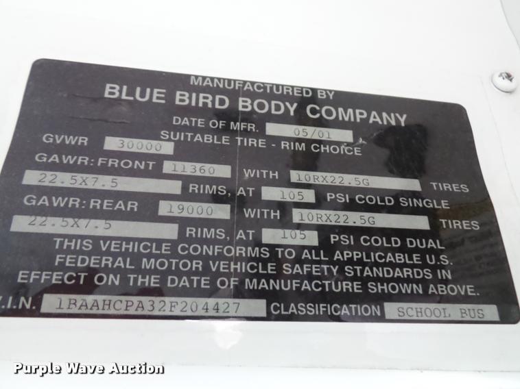 image for item DA5838 2002 Blue Bird TC2000 school bus