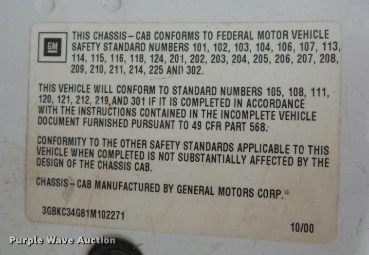 image for item DA5840 2001 Chevrolet Silverado 3500 utility truck