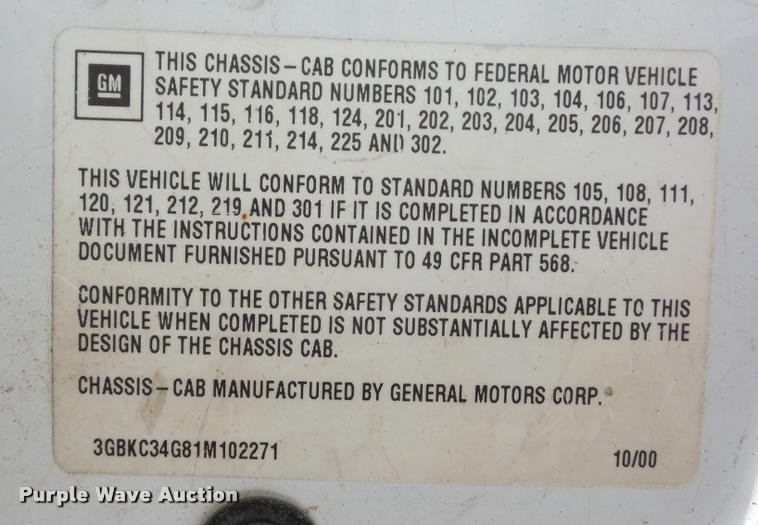 image for item DA5840 2001 Chevrolet Silverado 3500 utility truck