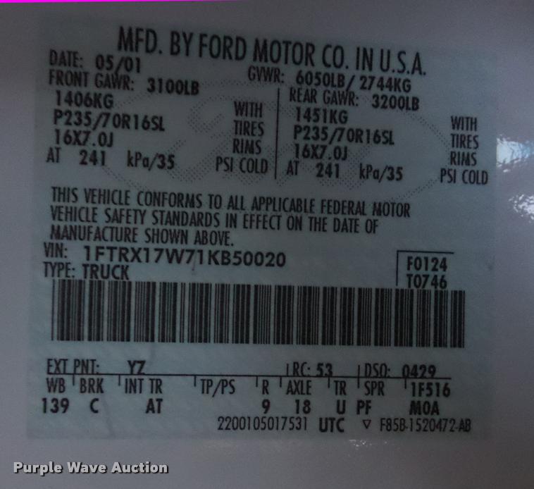 image for item DA5849 2001 Ford F150 SuperCab pickup truck