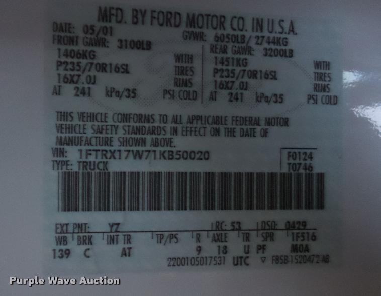 image for item DA5849 2001 Ford F150 SuperCab pickup truck