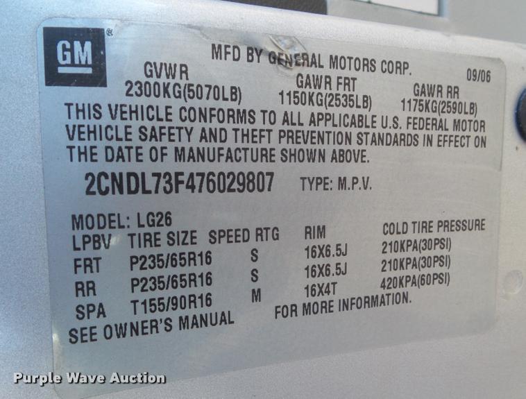 image for item DA7550 2007 Chevrolet Equinox SUV