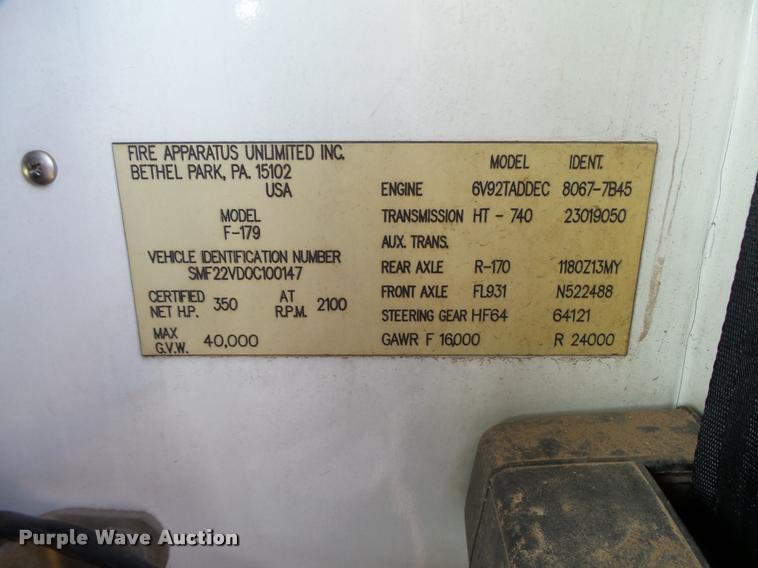 image for item DB0113 1992 Fire Apparatus F179 fire truck