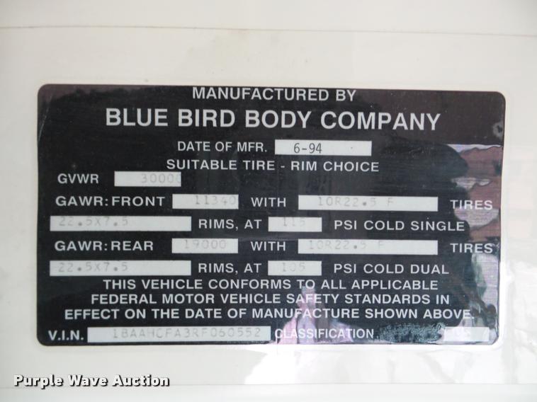 image for item DB2283 1994 Blue Bird TC2000 bus