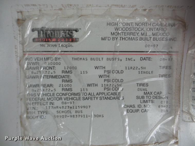 image for item DB2284 1998 Thomas Built Saf-T-Liner MVP ER bus