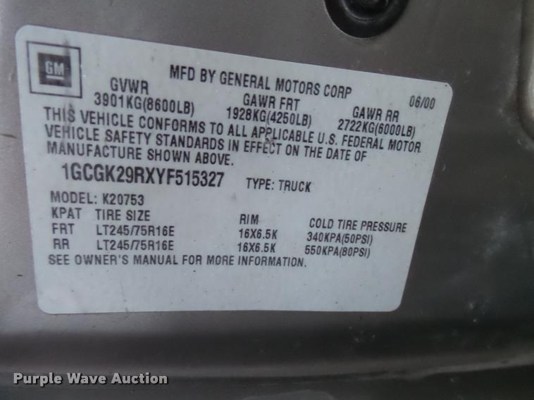 image for item DB2898 2000 Chevrolet 2500 Ext. Cab pickup truck