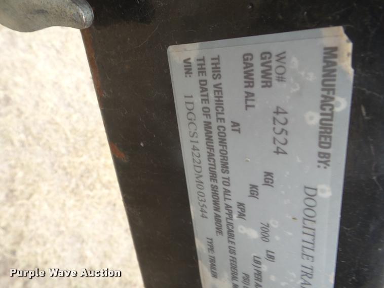 image for item DB3577 2013 Doolittle enclosed cargo trailer