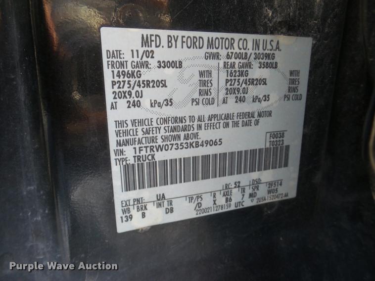 image for item DF9511 2003 Ford F150 Harley-Davidson SuperCrew pickup truck