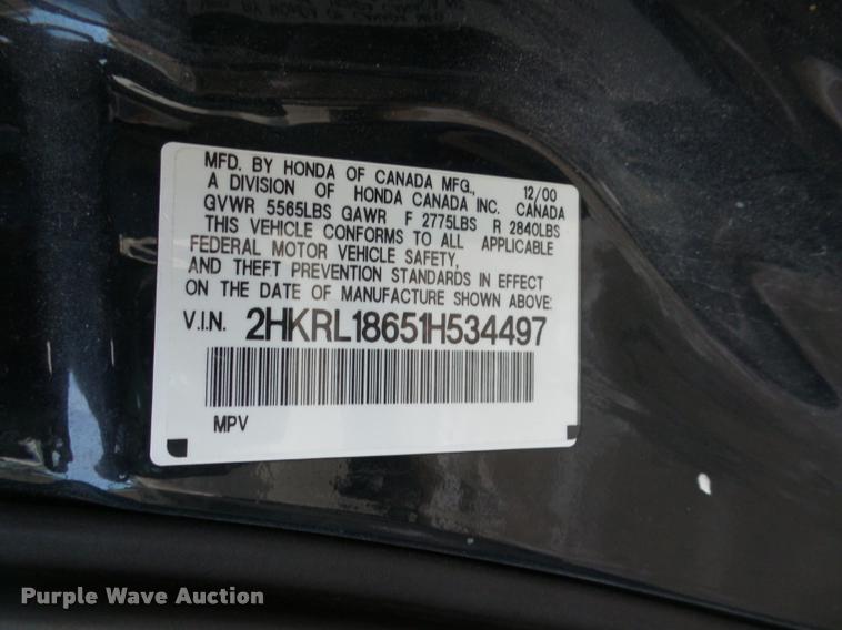 image for item L3618 2001 Honda Odyssey van