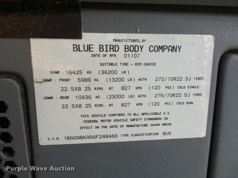 image for item L4669 2006 Blue Bird school bus