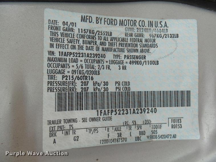 image for item L7222 2001 Ford Taurus